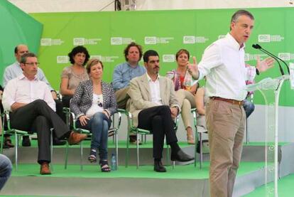 Íñigo Urkullu ayer en un acto de campaña en San Sebastián.