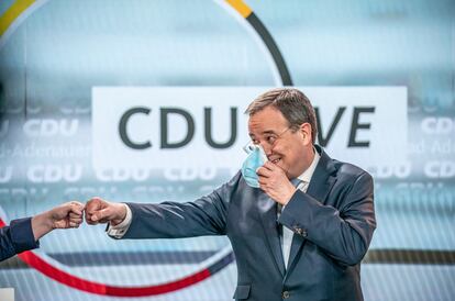 El presidente de la CDU, Armin Laschet, participa el pasado 4 de marzo en un acto del partido en la sede de Berlín.