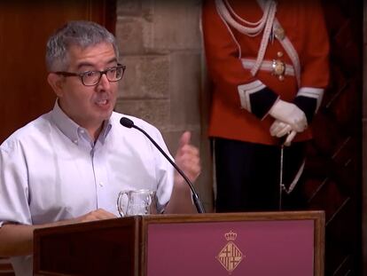 Discurso de Jordi Amat con motivo de l’Onze de Setembre, en el Ayuntamiento de Barcelona. Foto: Ajuntament de Barcelona