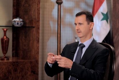 El presidente sirio durante la entrevista realizada ayer en la televisión pública del país