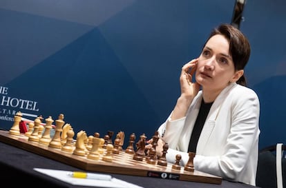 Kateryna Lagno, durante una de las partidas del Gran Premio Femenino en Gibraltar