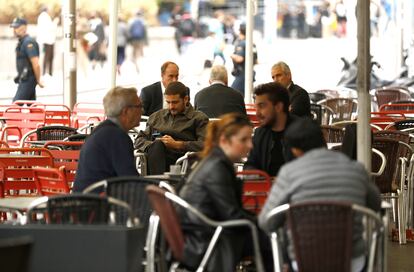 Una terraza en el centro de Madrid, este jueves.