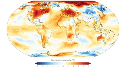 Anomalías de las temperaturas en febrero de 2024 respecto al periodo de referencia 1991-2020. 