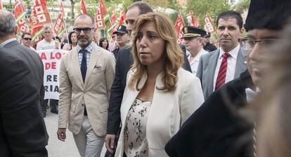Susana Díaz, a su llegada a la Universidad de Jaén.