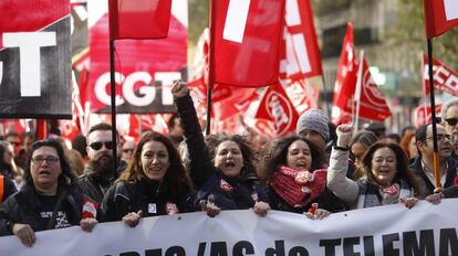 Manifestaci&oacute;n de teleoperadores en Madrid.