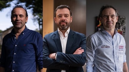 El alcalde de Cali, Alejandro Eder; el alcalde de Bogotá, Carlos Fernando Galán y el alcalde de Medellín, Federico Gutiérrez.