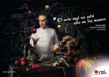 Cartel de la campaña 'I need Spain' (Necesito España) protagonizado por Ferrán Adrià.