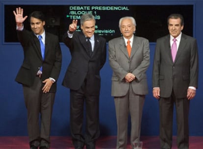 Los candidatos a la presidencia chilena, poco antes del debate del miércoles.