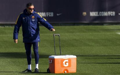 Luis Enrique, a l'entrenament del Barça.