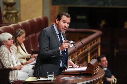 Óscar Puente, durante su intervención en el Congreso este martes.