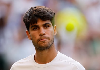 Alcaraz, durante el partido del viernes contra Struff.