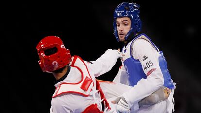 Javier Pérez Polo (D) contra el el egipcio Mahmoud Abow en la primera ronda en la que perdió 22-20.