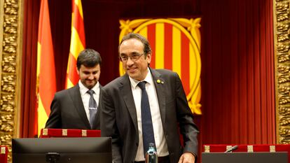 El presidente del Parlament de Cataluña, Josep Rull, este miércoles en el pleno.