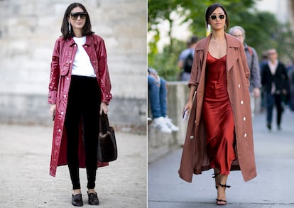 Bolso de pelo y vestido lencero de Staud vistos en la pasada semana de la moda de París.