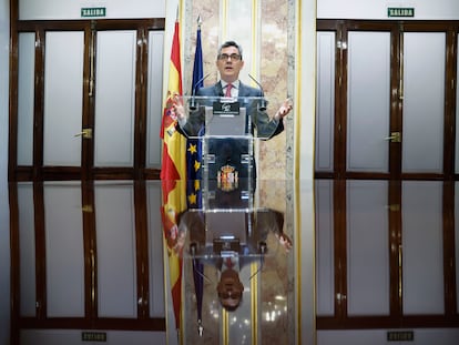 Presidencia, Justicia y Relaciones con las Cortes, Félix Bolaños, este martes en el Congreso.