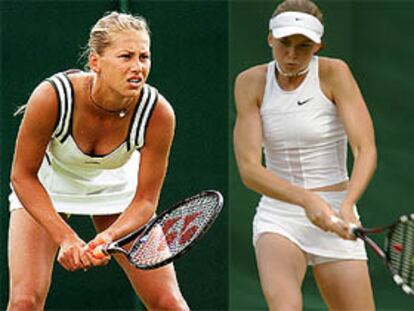 Kurnikova, a la izquierda, en un partido del torneo de Wimbledon de 1999; y Daniela Hantuchova, en la edición de este año.