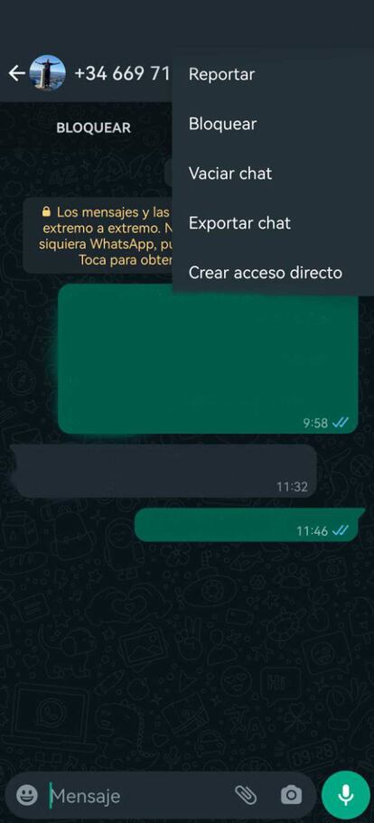 Bloquear una cuenta WhatsApp