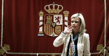 Gabriela Bravo, durante la rueda de prensa de hoy.