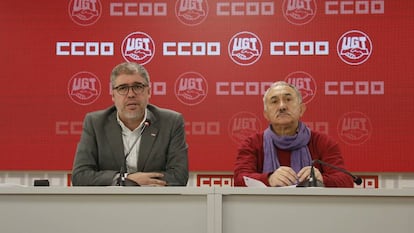 El secretario general de CC.OO, Unai Sordo, y el de UGT, Pepe Álvarez, se reúnen para analizar la situación del diálogo social y las propuestas sindicales para los primeros meses de 2019.