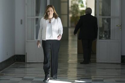 La Presidenta de la Junta de Andaluc&iacute;a, Susana D&iacute;az, en el Palacio de San Telmo.
 