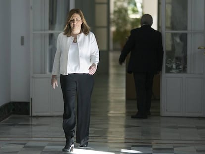 La Presidenta de la Junta de Andaluc&iacute;a, Susana D&iacute;az, en el Palacio de San Telmo.
 