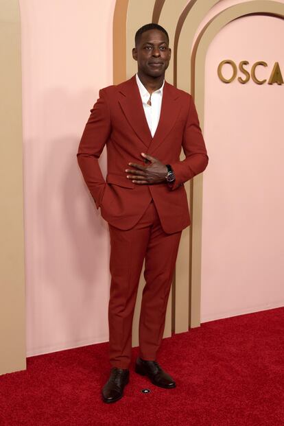 Actor Sterling K. Brown, who is up for an Oscar for Best Supporting Actor for his role in 'American Fiction,' at the nominees luncheon.