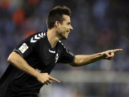 Manu del Moral celebra el seu gol davant de l'Espanyol.