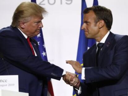 En una rueda de prensa con el presidente de EE UU en Biarritz, el dirigente francés manifiesta su deseo de que el encuentro se produzca  en las próximas semanas 