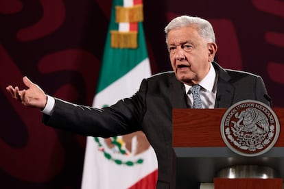 El presidente de México, Andrés Manuel López Obrador, en su conferencia de prensa matutina este miércoles.