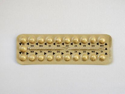 Una tableta de píldoras anticonceptivas.