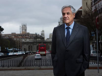 Sebastián Piñera, ontem em Madri.