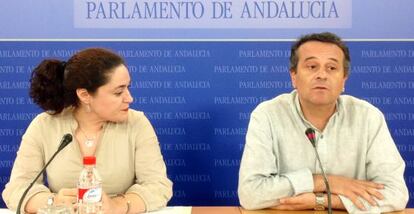 Inmaculada Nieto y José Antonio Castro, en la presentación de sus enmiendas en el Parlamento.