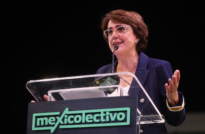 La senadora de MC Patricia Mercado durante el Encuentro Colectivo por México, el 30 de enero.
