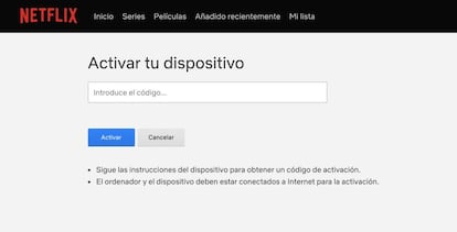 Añadir dispositivos en Netflix.