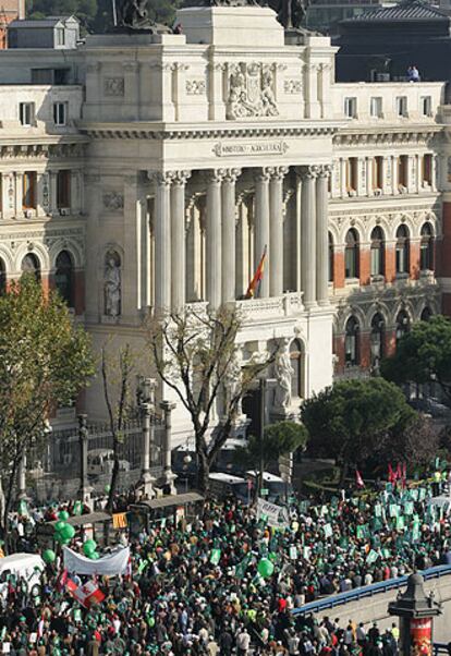 Aspecto de la manifestación de agricultores en Madrid.