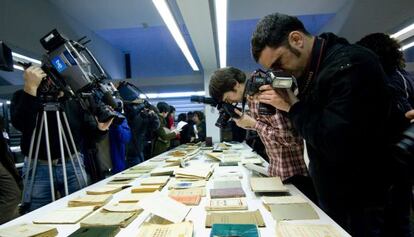 Libros y documentos en el Archivo Nacional de Catalu&ntilde;a.