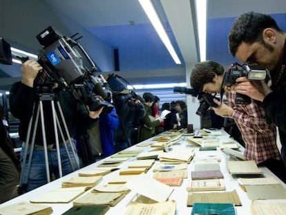Libros y documentos en el Archivo Nacional de Catalu&ntilde;a.
