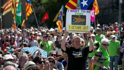 Acto organizado en Barcelona a favor del refer&eacute;ndum independentista.