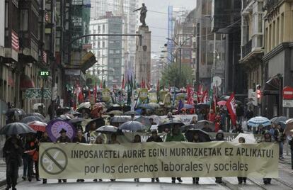 Cabeza de la manifestación que se celebró en Bilbao.