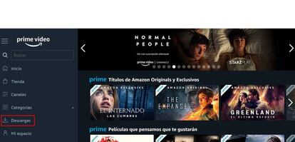 Interfaz Amazon Prime Video para Windows 10