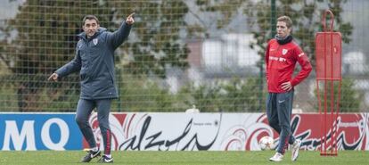 Valverde y Muniain, en un entrenamiento.