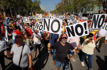 Aspecto de la manifestación del domingo en Barcelona.