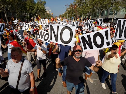 Aspecto de la manifestación del domingo en Barcelona.