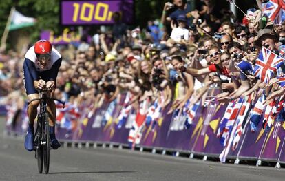 Bradley Wiggins, durante la contrarreloj individual masculina.