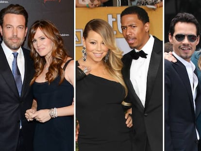 Ben Affleck y Jennifer Garner, Mariah Carey y Nick Cannon, y Marc Anthony y Jennifer Lopez.