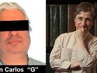 Juan Carlos García, acusado de utilizar el software Pegasus, junto a Carmen Aristegui.