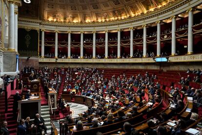 French lawmakers gather at the National Assembly in Paris, on March 20, 2023.