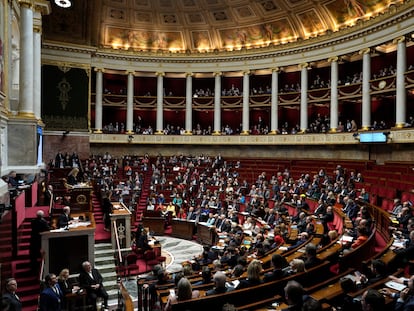 French lawmakers gather at the National Assembly in Paris, on March 20, 2023.