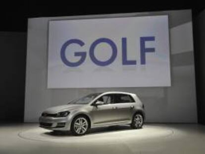 Vista general del nuevo Volkswagen GOLF presentado en el Salón Internacional del Automóvil de Nueva York, EE.UU.