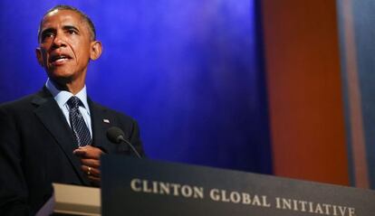 Obama habla durante un evento de la Iniciativa &#039;Global Clinton&#039; este martes.